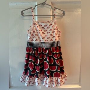 White and Black Sleeveless Spaghetti Strap Sundress